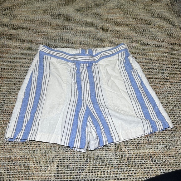 Banana Republic Womens Shorts Large blue Linen Striped Coastal Resort High Rise - Picture 1 of 5